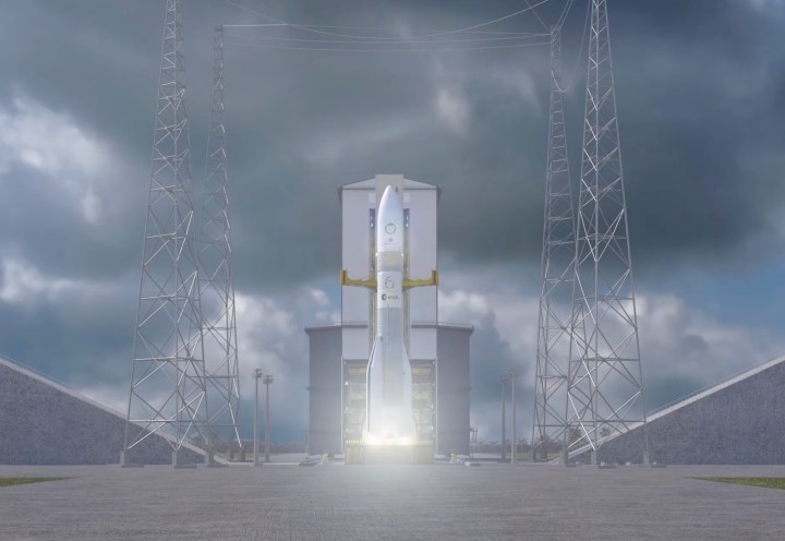 Ein Rendering der Ariane-6-Rakete von Arianespace.