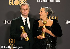 Oppenheimer erhielt den Hauptpreis für den besten Film – Drama (im Bild sind Christopher Nolan und Emma Thomas zu sehen)