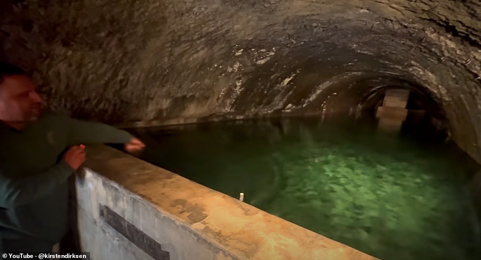 Moving to the lower levels of the castle, the team tour the cave network with the hand carved stone interiors on show. Footage shows how the water held in the cisterns is crystal clear