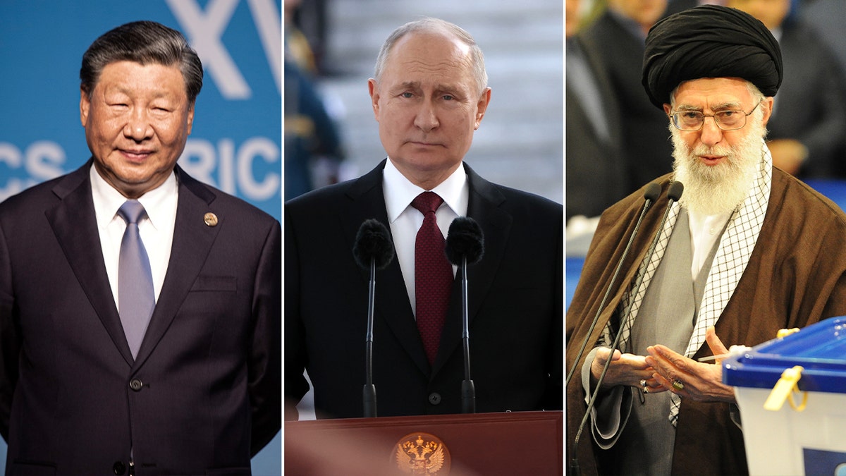 Von links nach rechts: Xi Jinping, Wladimir Putin und Ali Khamenei im Foto-Split