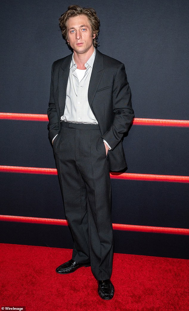 Jeremy Allen White arrives at the Los Angeles Premiere of A24's The Iron Claw in December 2023