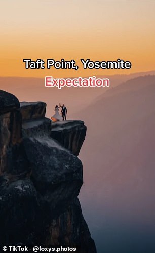Jake Fox beklagte sich darüber, dass „alle besten Orte so überfüllt sind“, als er Clips hochgeladen hat, die zeigen, was Menschen erwarten, wenn sie den Aussichtspunkt Taff Point im Yosemite-Nationalpark westlich von Glacier Point besuchen, und wie die „Realität“ aussieht