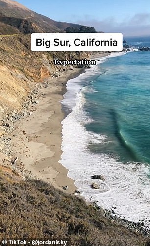 Während TikTok-Erfinderin Jordan Leschinsky wegen der Aussicht nach Big Sur in Kalifornien reiste, sagte sie, sie habe die falsche Jahreszeit gewählt und die Fahrt an der Küste entsprach nicht ihren Erwartungen, da dichter Nebel die Landschaft verhüllte