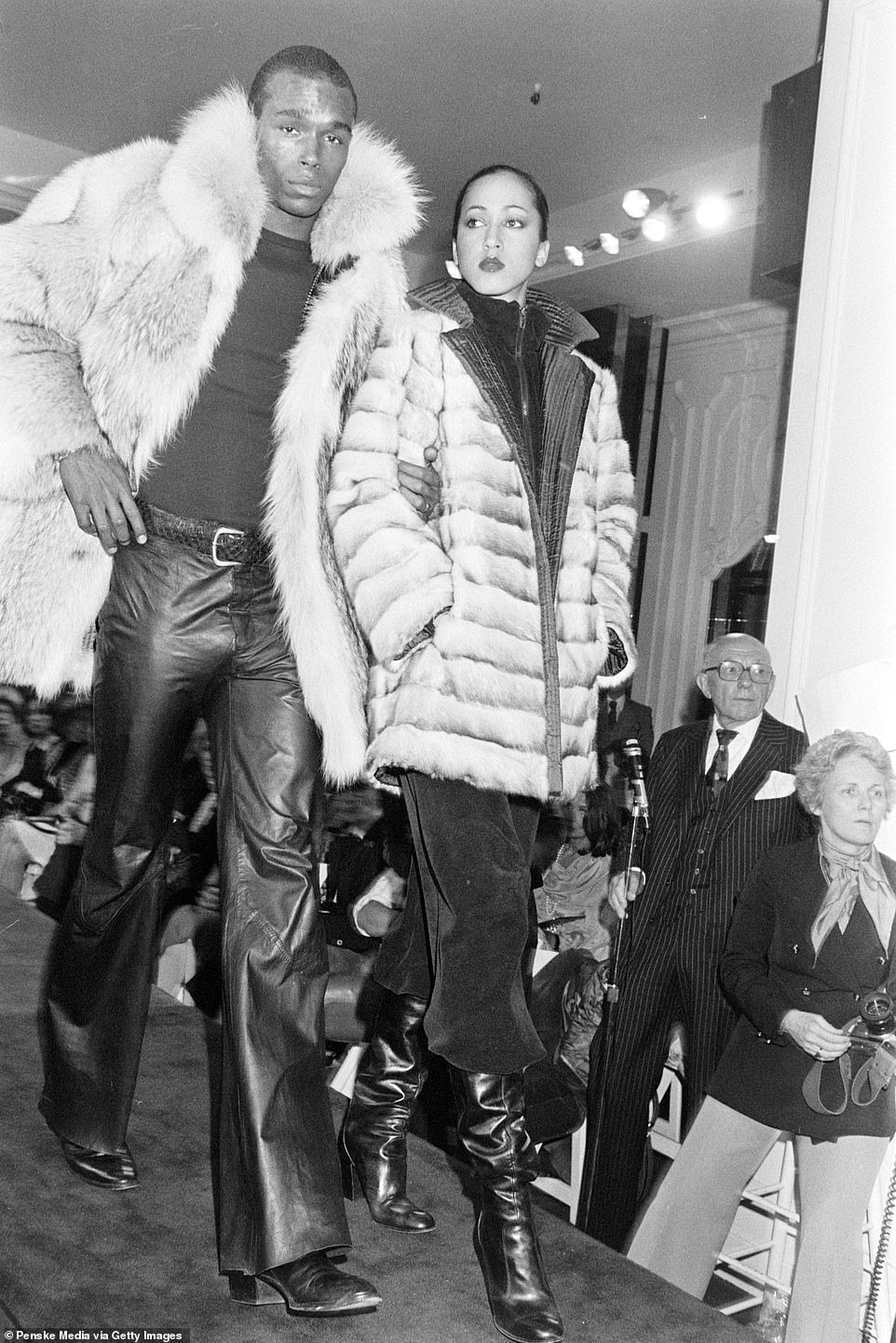 While St Jacques would regularly cut up the floor with such socialites, his most common dance partner was Ebony Fashion Fair model Pat Cleveland, seen here on the runway with her fellow supermodel in 1976