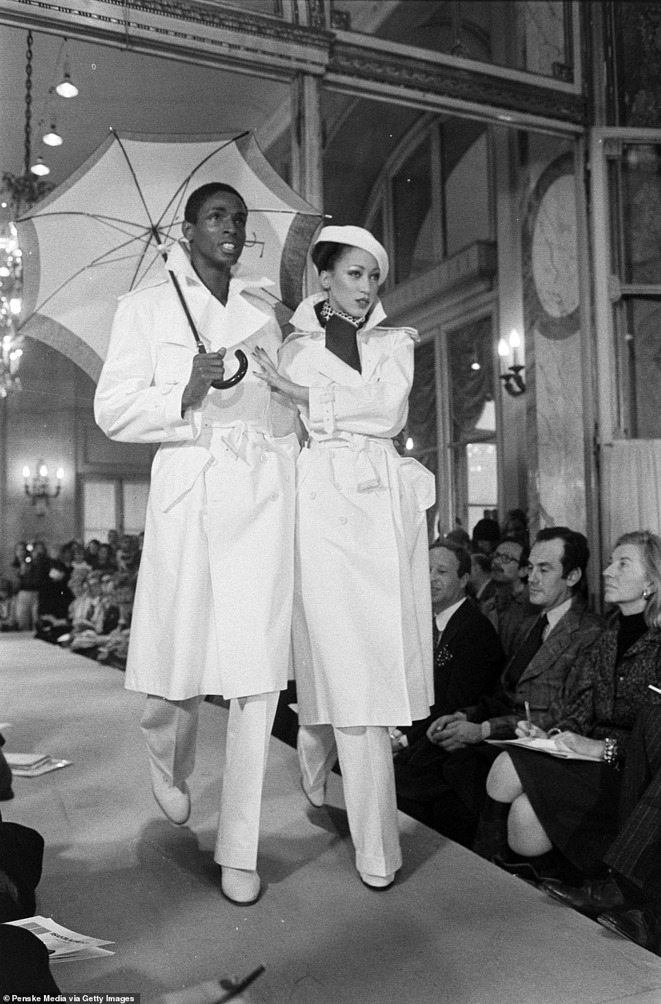 St Jacques and Pat Cleveland walk a New York City catwalk together in 1975. Cleveland ended up happily married with two children, while St. Jacques likely died a sad AIDS death after disappearing from public view