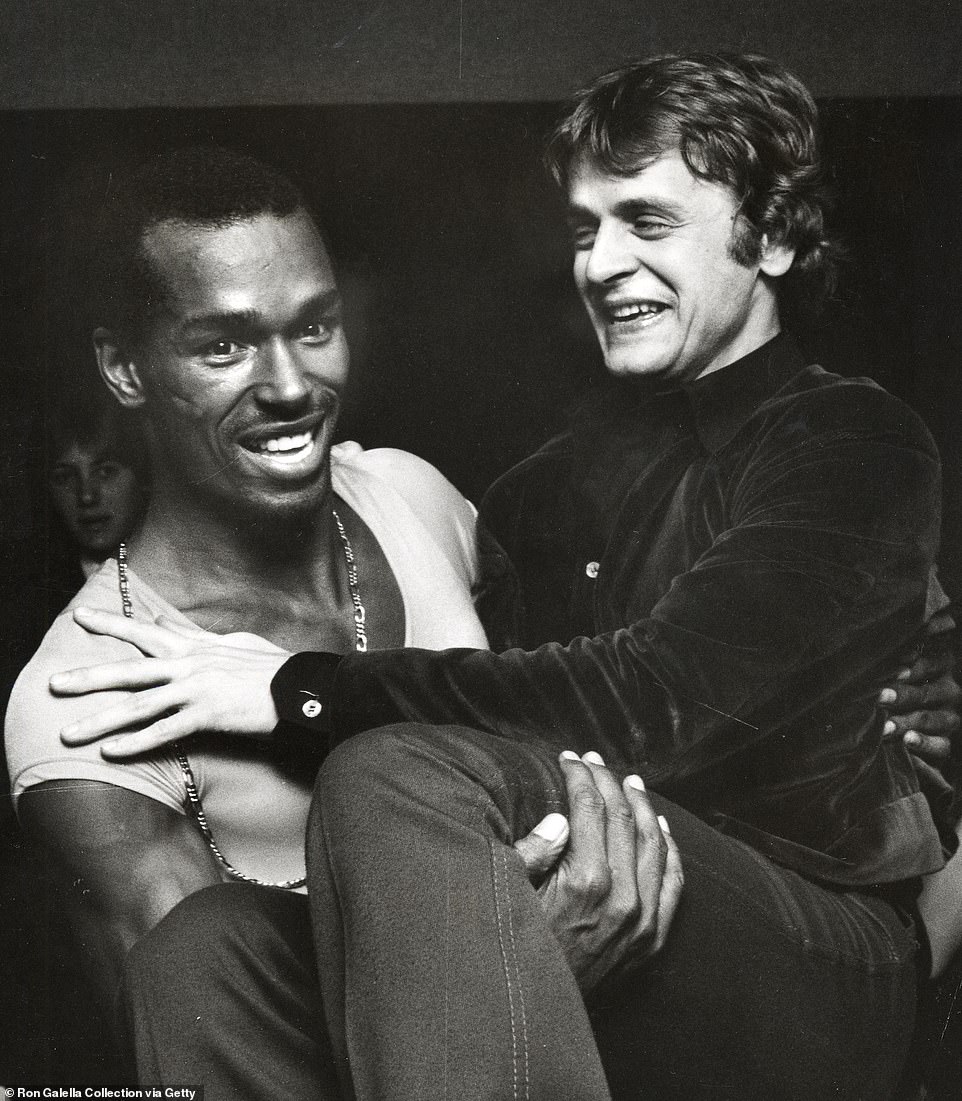 The photos were taken after St. Jacques - seen here with celebrated Latvian ballet dancer and eventual Sex and The City Star Mikhail Baryshnikov at Studio 54 in 1977  - moved from Raymond's Bel Air home to NYC, where he is said to have died of AIDS in 1984. No evidence of his death exists today