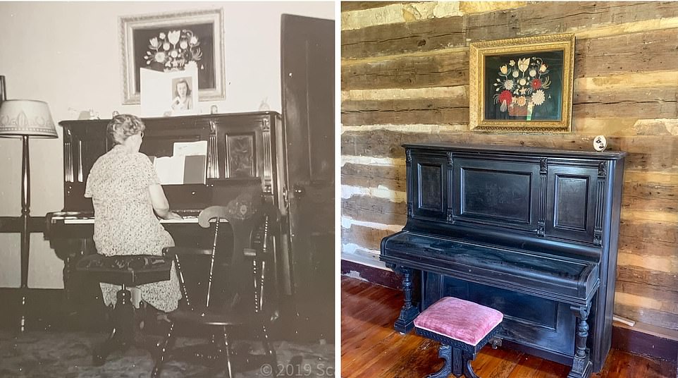 The home also came with an old upright piano that has sat in the same spot since 1896. 'The woman playing it in the old photo would have been a child at that time,' he said. 'Her daughter then lived her entire life in the house and was the last resident, also playing this piano in this room (parlor)'