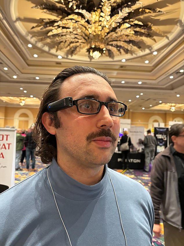Also at the Las Vegas electronics show were these Ocram AI glasses which can tell the visually impaired what is in front of them - even reading a book