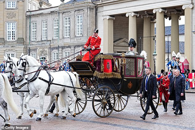 Queen Margrethe II of Denmark leaves for the proclamation of HM King Frederik X and HM Queen Mary
