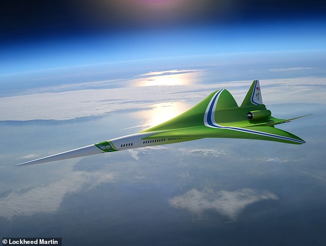 This concept art shows what a future supersonic airliner may look like, as inspired by the technology developed on the NASA X-59