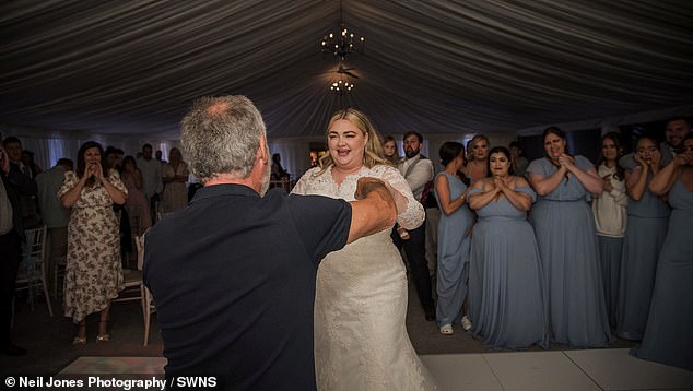 Dance: among the traditions Kayley was looking forward to was dancing with her father, which she decided to go ahead and do despite her groom ditching the big day