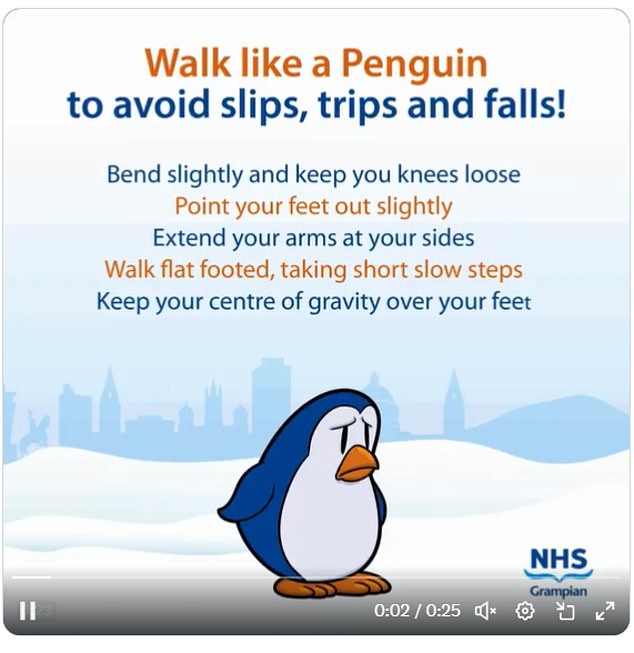 NHS Grampian veröffentlichte dieses Video mit einem Cartoon-Pinguin mit demselben Rat