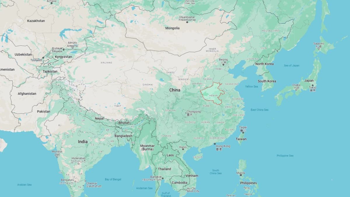 Eine Karte, die Henan in China zeigt