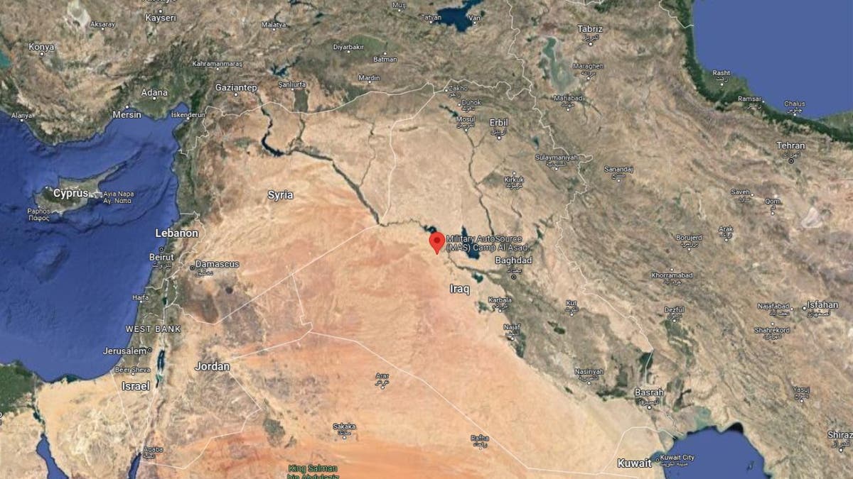 Eine Karte, die den Luftwaffenstützpunkt Al-Asad im Irak zeigt