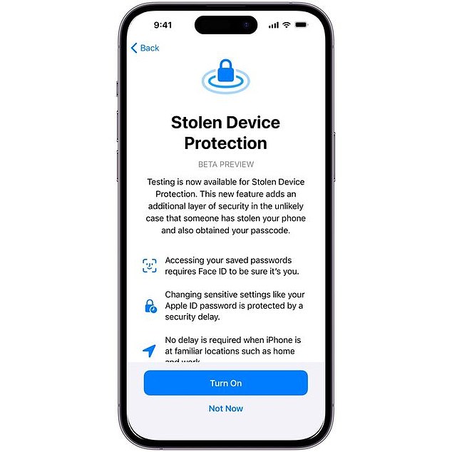 Um den Schutz vor gestohlenen Geräten zu aktivieren, gehen Benutzer zu „Einstellungen“ und dann zu „Gesichts-ID“ und „Passwörter“, wo sie die Funktion aktivieren können
