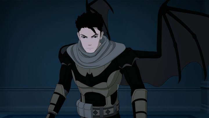 Bruce Wayne is turned into a teenage Batman in Justice League x RWBY: Super Heroes & Huntsmen Part One.