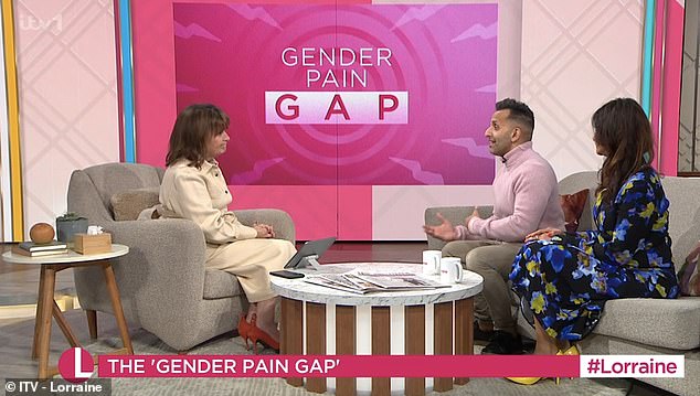 Lorraine (im Bild links) diskutierte das Thema heute Morgen in der Sendung mit zwei Allgemeinärzten, die über geschlechtsspezifische Schmerzvoreingenommenheit sprachen