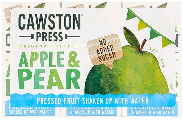 Cawston Press Apple & Pear Juice has more sugar in it than 7Up (three teaspons versus two teaspoons per 200ml)