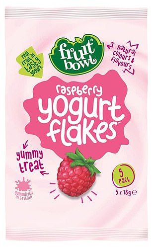 Percy Pig Fruit Gums are less sugary than Fruit Bowl Raspberry Yogurt Flakes (pictured)