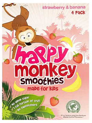 Happy Monkey Strawberry & Banana Smoothies are more sugary than KitKat