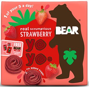BEAR Fruit Yoyos Strawberry snacks contain more sugar than a standard bowl of Coco Pops