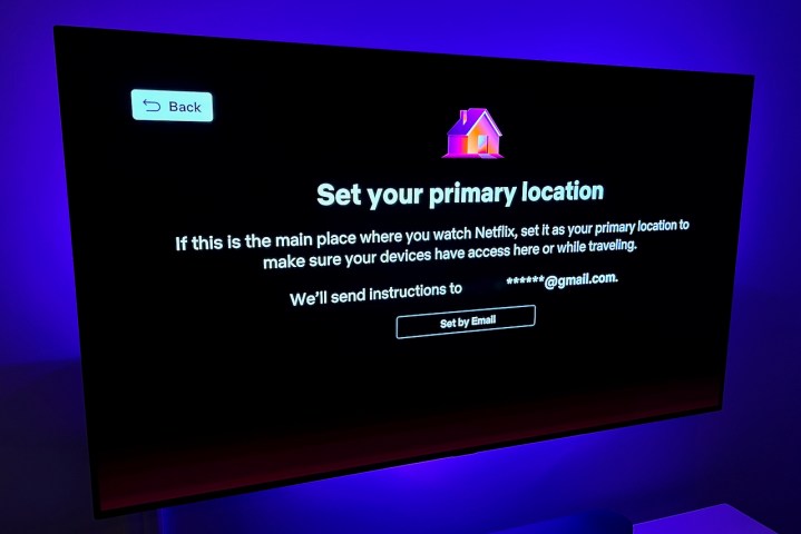 A Der Netflix-Bildschirm zum Festlegen des primären Standorts.