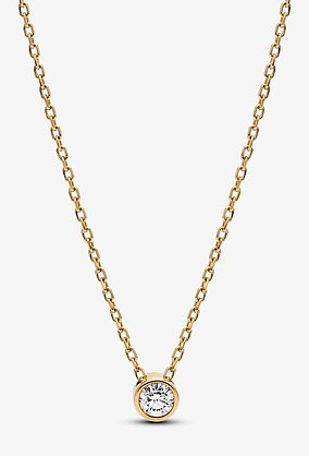 Halskette mit Anhänger aus 14-karätigem Gold der Pandora-Ära mit im Labor gezüchtetem Diamanten von 0,15 ct – 490 £