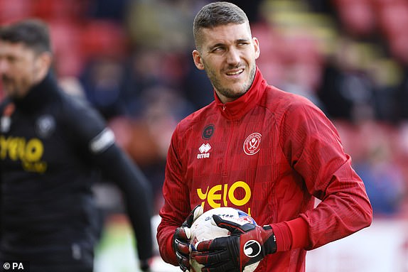 Sheffield United goalkeeper Ivo Grbic before the Emirates FA Cup fourth round match at Bramall Lane, Sheffield. Picture date: Saturday January 27, 2024. PA Photo. See PA story SOCCER Sheff Utd. Photo credit should read: Richard Sellers/PA Wire.RESTRICTIONS: EDITORIAL USE ONLY No use with unauthorised audio, video, data, fixture lists, club/league logos or "live" services. Online in-match use limited to 120 images, no video emulation. No use in betting, games or single club/league/player publications.