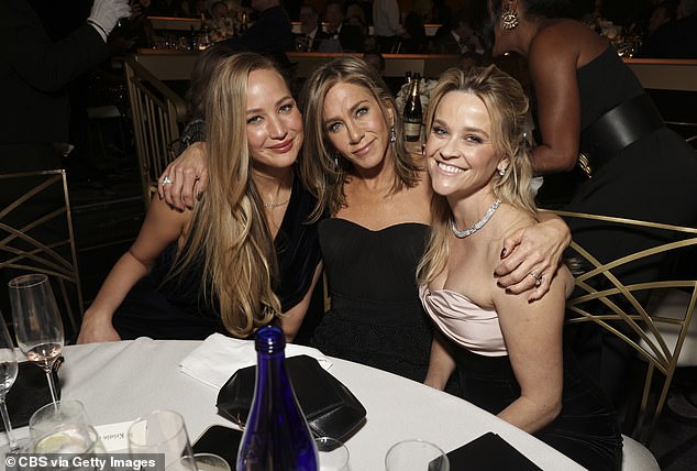 Lawrence, Jennifer Aniston und Reese Witherspoon bei den 81. jährlichen Golden Globe Awards