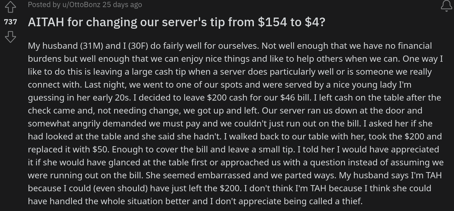 Server-Dine-and-Dash-Vorwurf verliert Trinkgeld