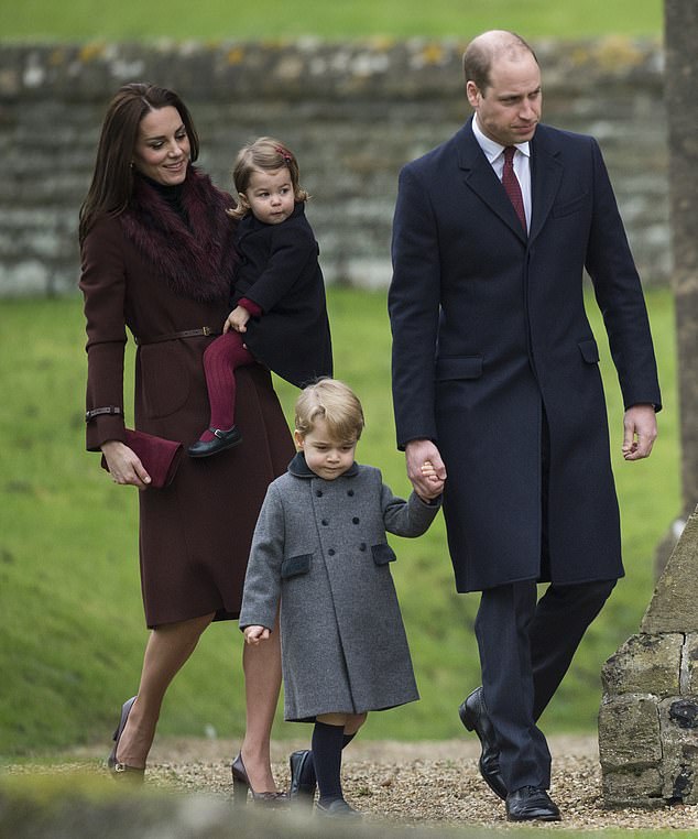 Natasha Archer is also said to have given Prince William's 'estate agent wardrobe' an overall in 2016. The family pictured in December 2016