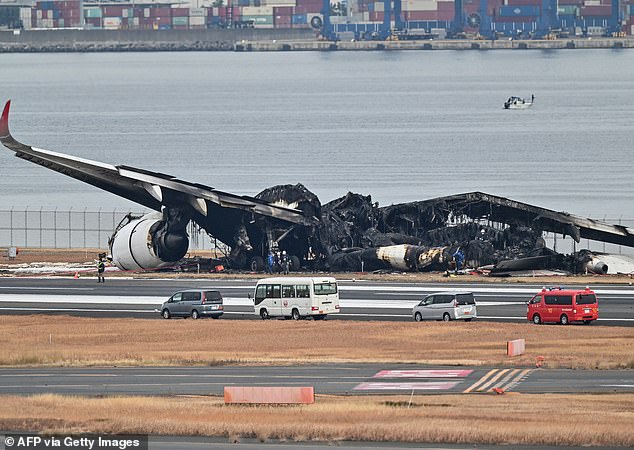 A Japanese air traffic controller and the captain of the Coast Guard plane that collided with the passenger jet (pictured today) have given competing accounts of the deadly crash