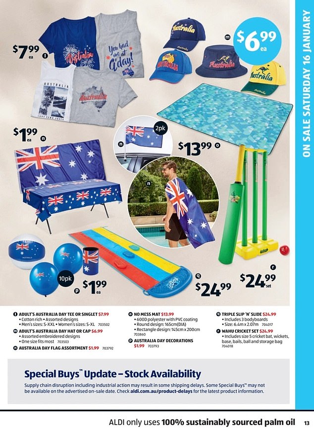 Der beliebte Einzelhändler hat gegenüber Daily Mail Australia bestätigt, dass ALDI bestätigt hat, dass keine Australia Day Special Buys-Produkte im Angebot sein werden.