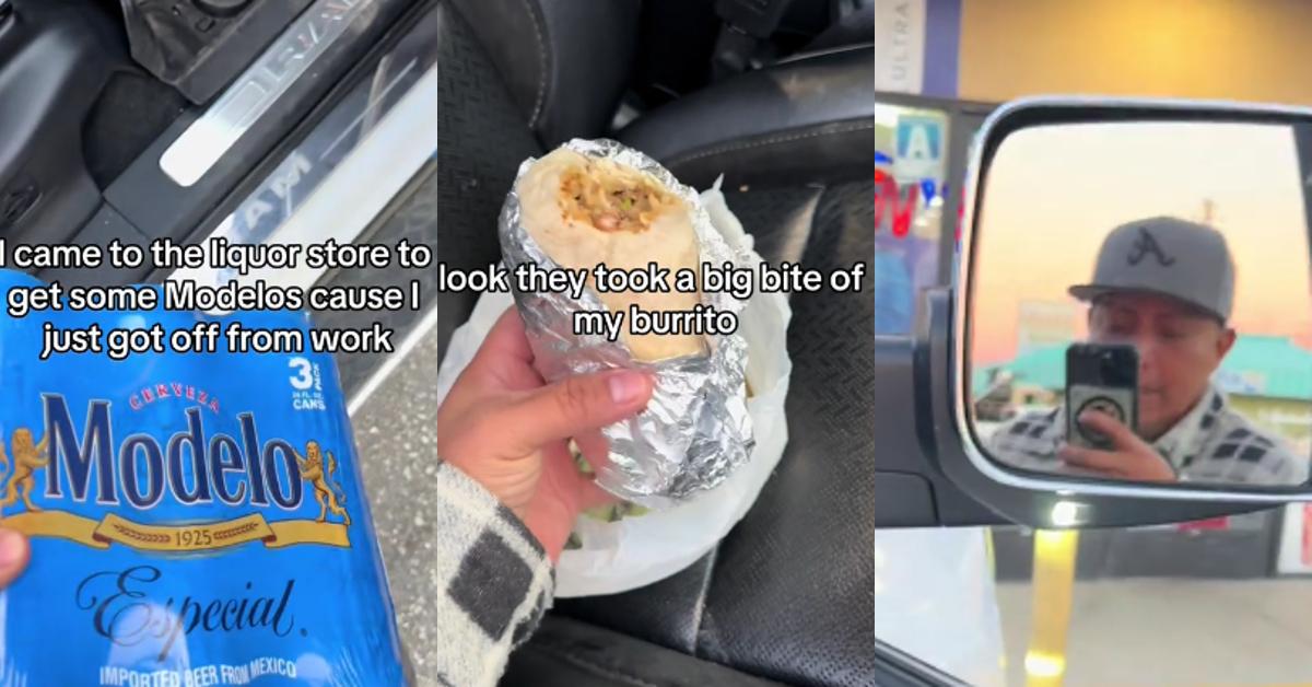 Mann lässt LKW-Fenster offen und jemand biss in seinen Burrito