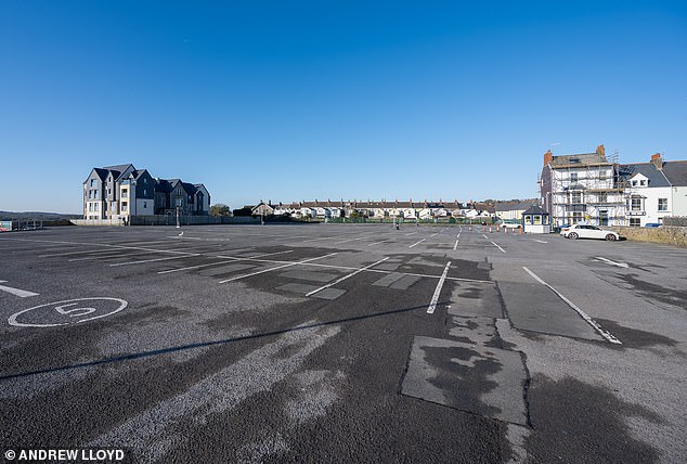 Deserted car parks near the seaside in Tenby - which is flooded with people during the summer