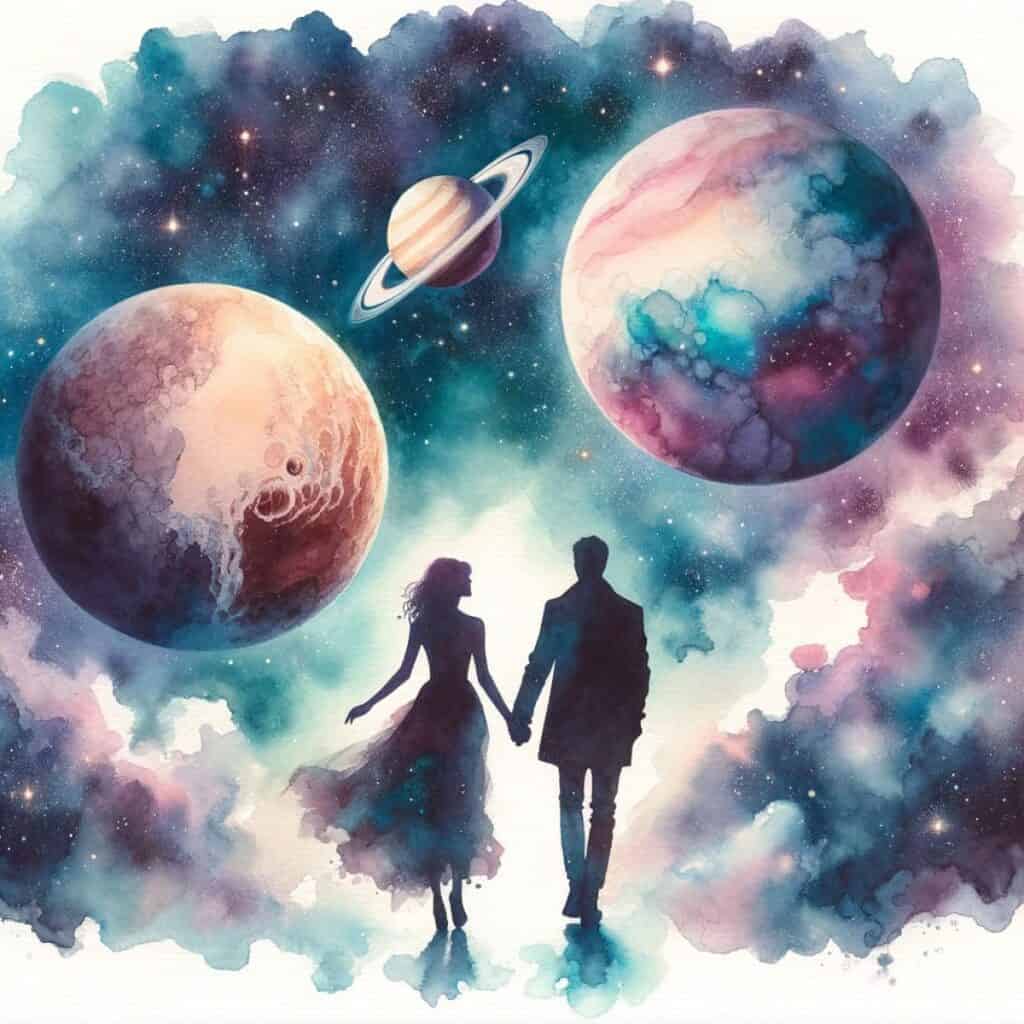 Bild eines Paares, das die Pluto-Trigon-Neptun-Synastrie symbolisiert