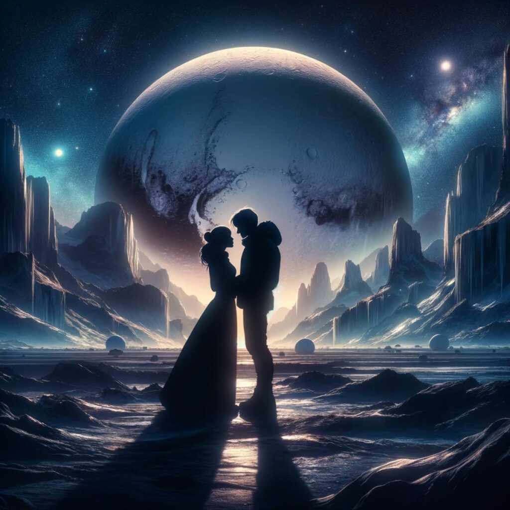 Bild eines Paares, das die Pluto-Trigon-Pluto-Synastrie symbolisiert