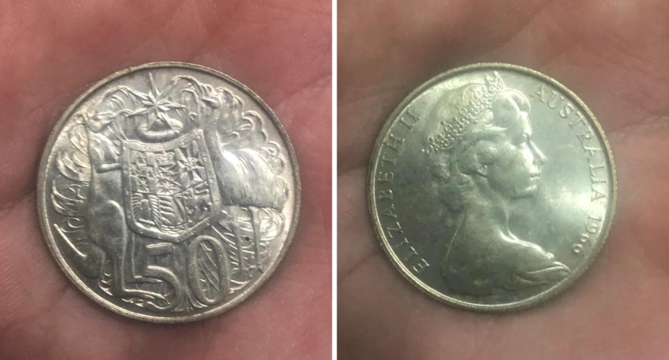 Runde 50-Cent-Münze von 1966