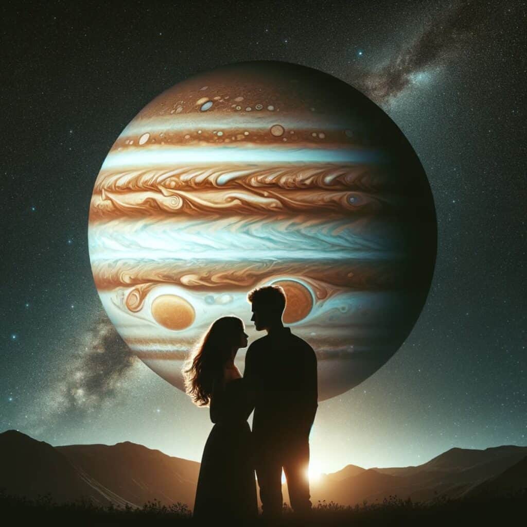 Bild eines Paares, das die Uranus-Sextil-Jupiter-Synastrie symbolisiert