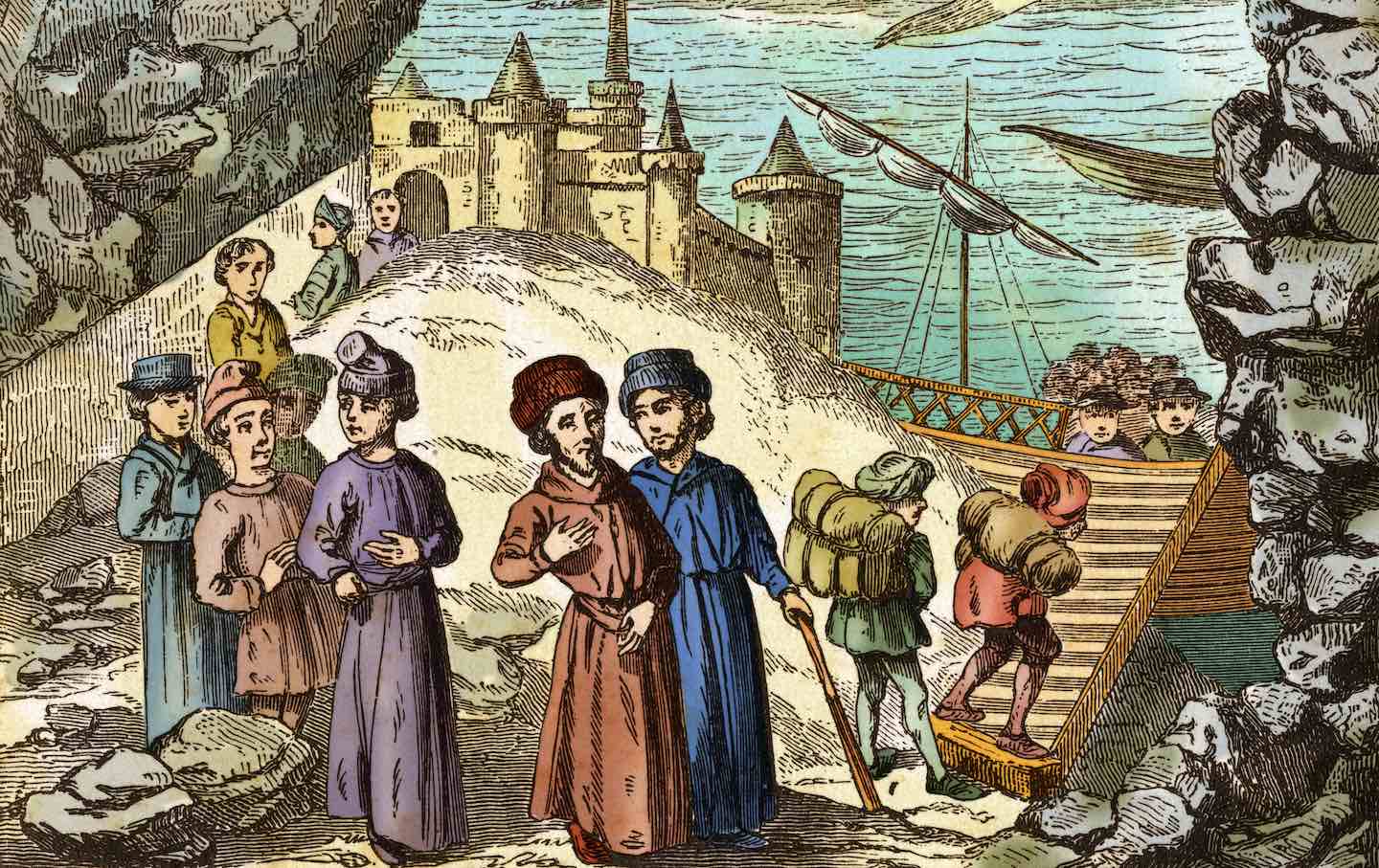 Eine Illustration der Vertreibung der jüdischen Gemeinden aus den spanischen Königreichen im Jahr 1492.