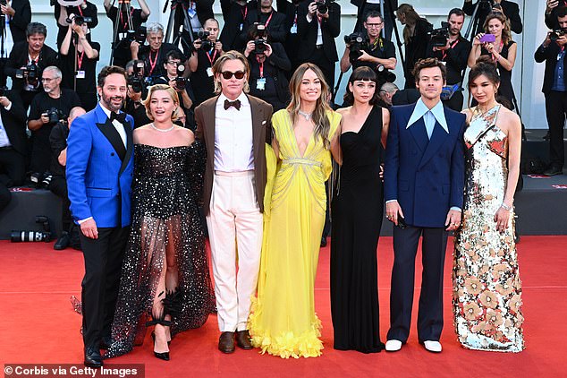 The situation came to a head at the 2022 Venice Film Festival, when the cast took to the red carpet amid whispers about the state of relations between the group (pictured)