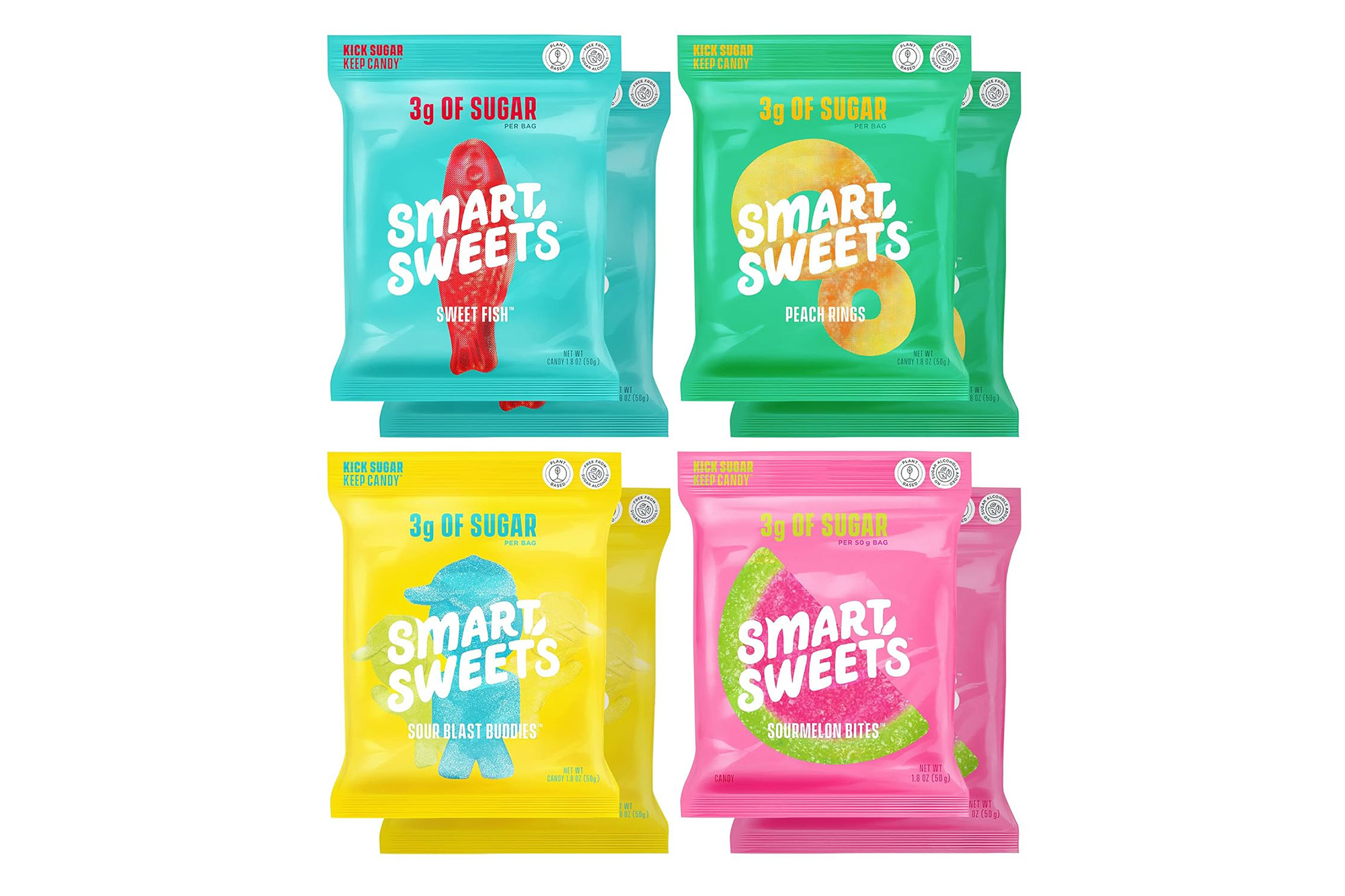 Ein Viererpack Gummibärchen von Smart Sweets