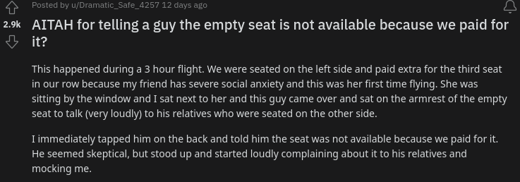 für Flugzeug mit leerem Sitzplatz bezahlt