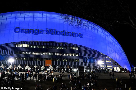 MARSEILLE, FRANCE - FEBRUARY 02: General view outside the stadium prior to the Guinness Six Nations 2024 match between France and Ireland at Orange Velodrome on February 02, 2024 in Marseille, France. (Photo by Shaun Botterill/Getty Images)
