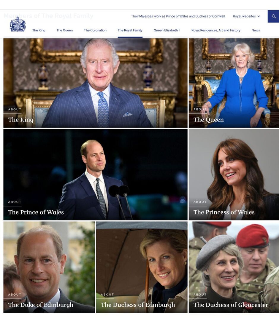 Mitglieder der königlichen Familie auf der offiziellen Website