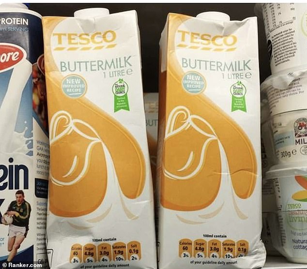 An anderer Stelle enthielt ein Karton Buttermilch, der im britischen Supermarkt Tesco zum Verkauf stand, eine ungewollt phallische Grafik