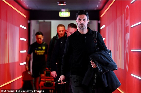 LONDON, ENGLAND - FEBRUARY 04: Mikel Arteta, Manager of Arsenal, arrives at the stadium prior to the Premier League match between Arsenal FC and Liverpool FC at Emirates Stadium on February 04, 2024 in London, England. (Photo by Stuart MacFarlane/Arsenal FC via Getty Images)