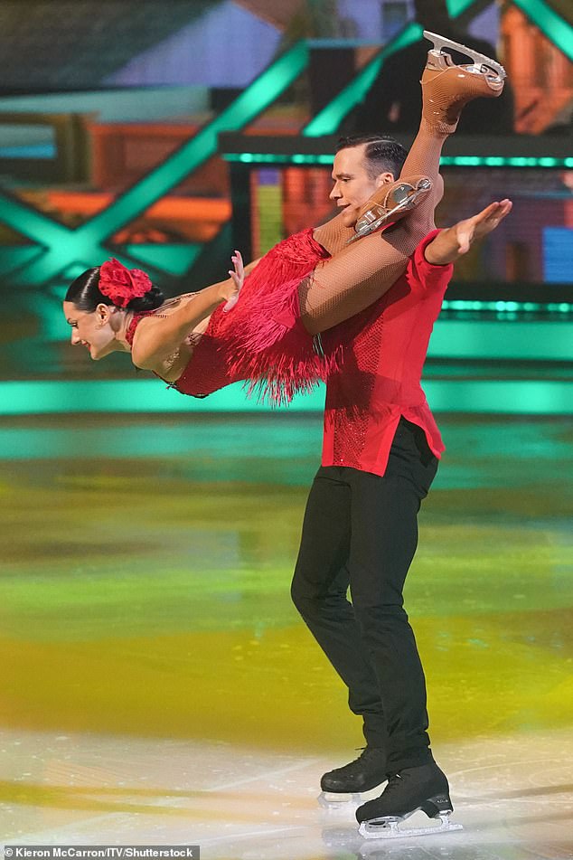 The dance saw the Love Island star thrown high and as she masterfully completed a string of complicated lifts