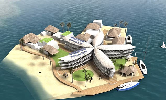 Ehrgeizige Entwürfe würden utopische schwimmende Städte und Dörfer in internationalen Gewässern schaffen (Seasteading Institute)