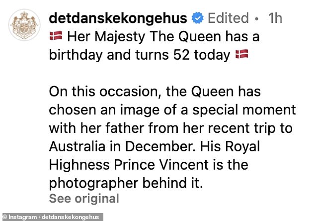 In der Bildunterschrift des Instagram-Posts gab der königliche Haushalt bekannt, dass der 13-jährige Sohn von Queen Mary, Prinz Vincent, das süße Foto gemacht hat